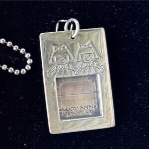 Lucy Ann Sterling Silver Picture Frame Pendant w/ 2 Girls 1.5" X 1"